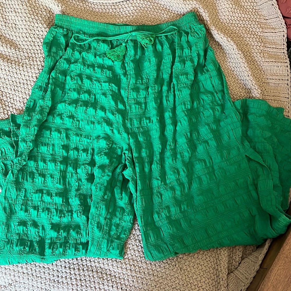 Green Ruffle Beach Pants